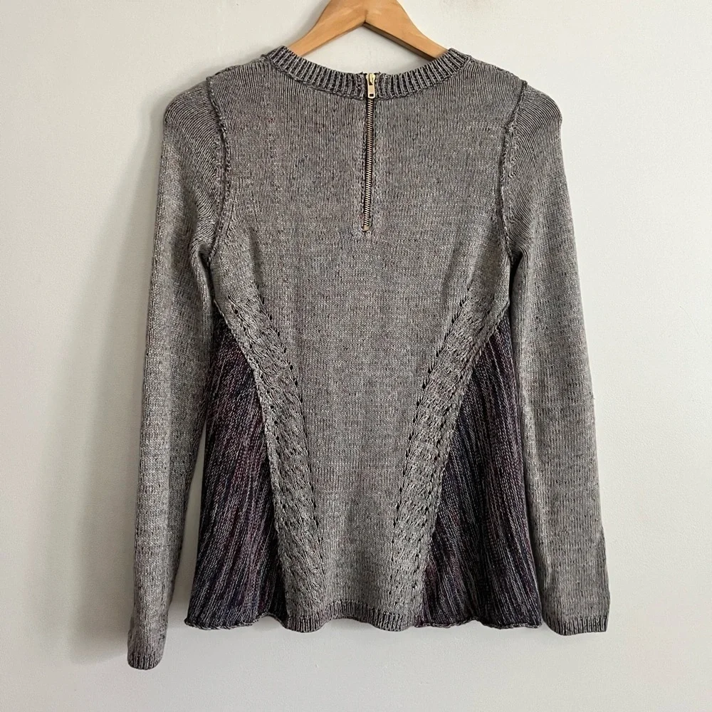 Anthropologie MOTH Anita Mixed Cable Knit Swing Sweater Linen Cotton Blend